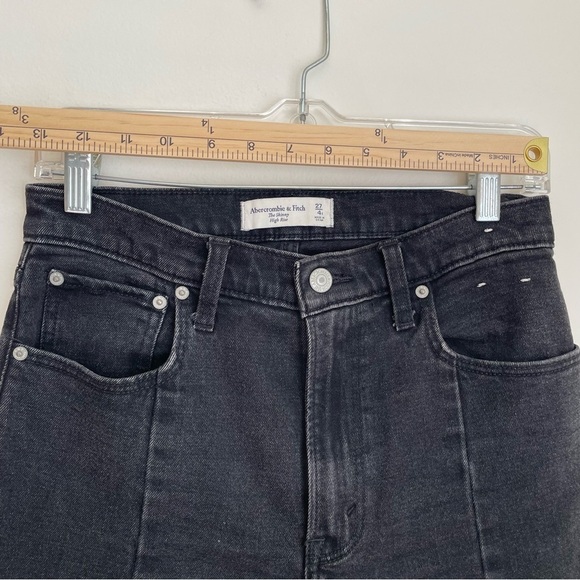 Abercrombie and Fitch The Skinny High Rise Black Jeans Split Hem size 27 solid - Picture 5 of 11